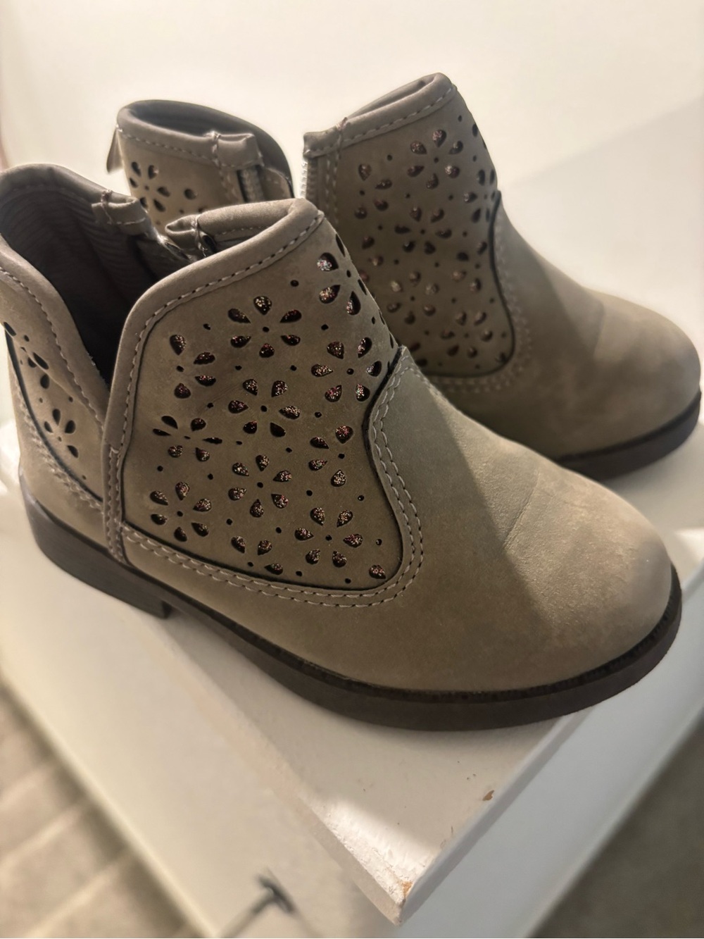 OshKosh B'gosh Toddler Taupe Cutout Ankle Boots